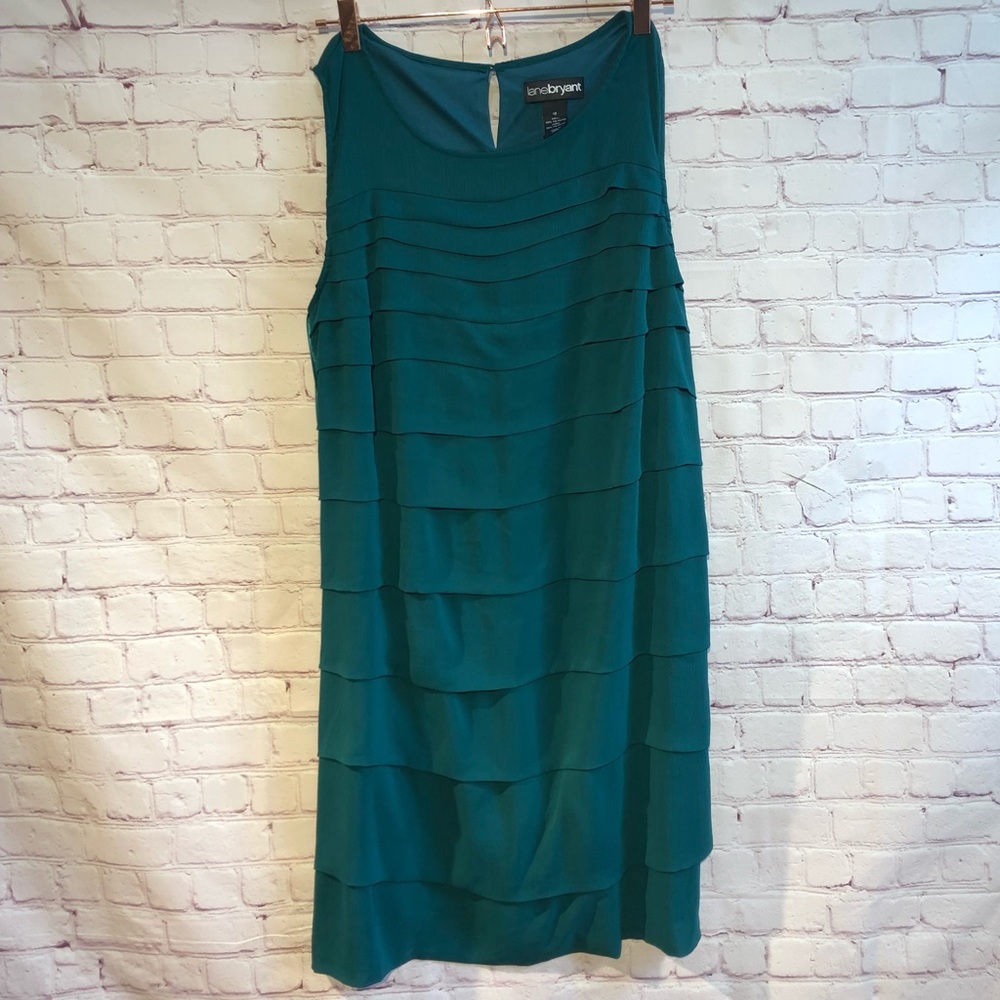 Lane Bryant tiered aqua green shift dress